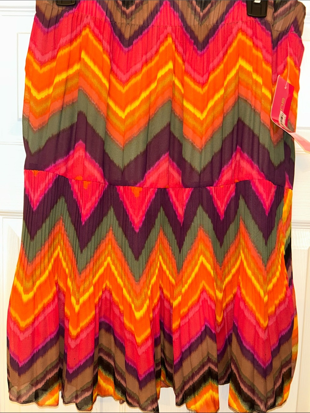 Xhilaration Chevron Skater Skirt in Pink, Orange & Green